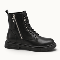 montelore-souliers Bottines Cuire Femme En Cuir Véritable À Lacets Et Fermeture