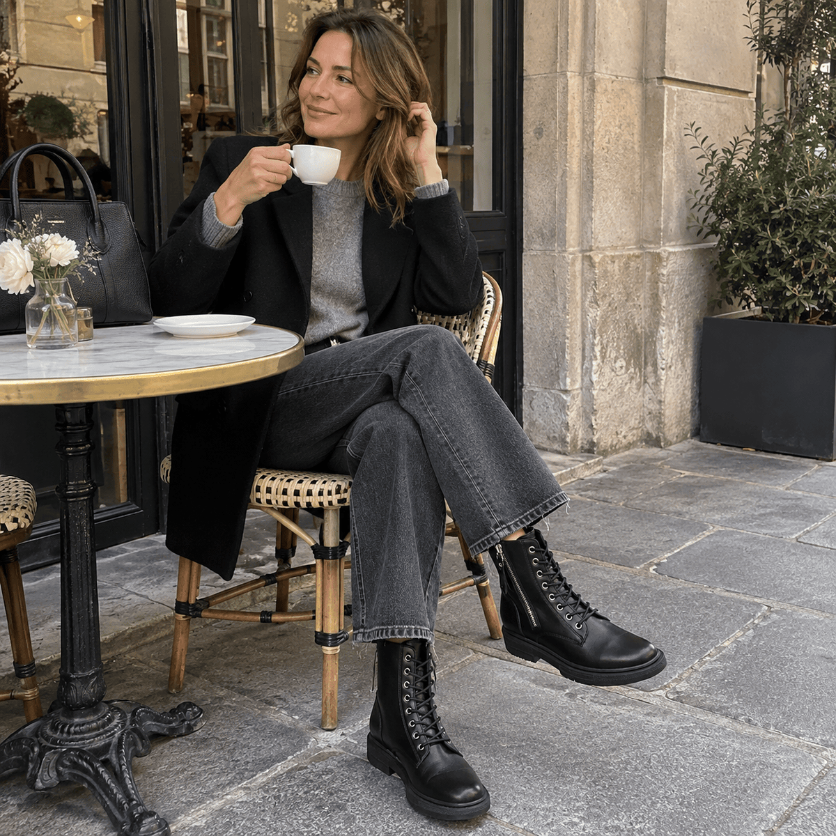 montelore-souliers Bottines Cuire Femme En Cuir Véritable À Lacets Et Fermeture