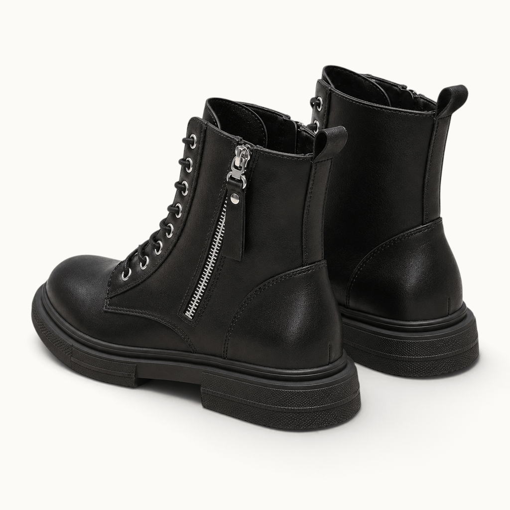 montelore-souliers Bottines Cuire Femme En Cuir Véritable À Lacets Et Fermeture