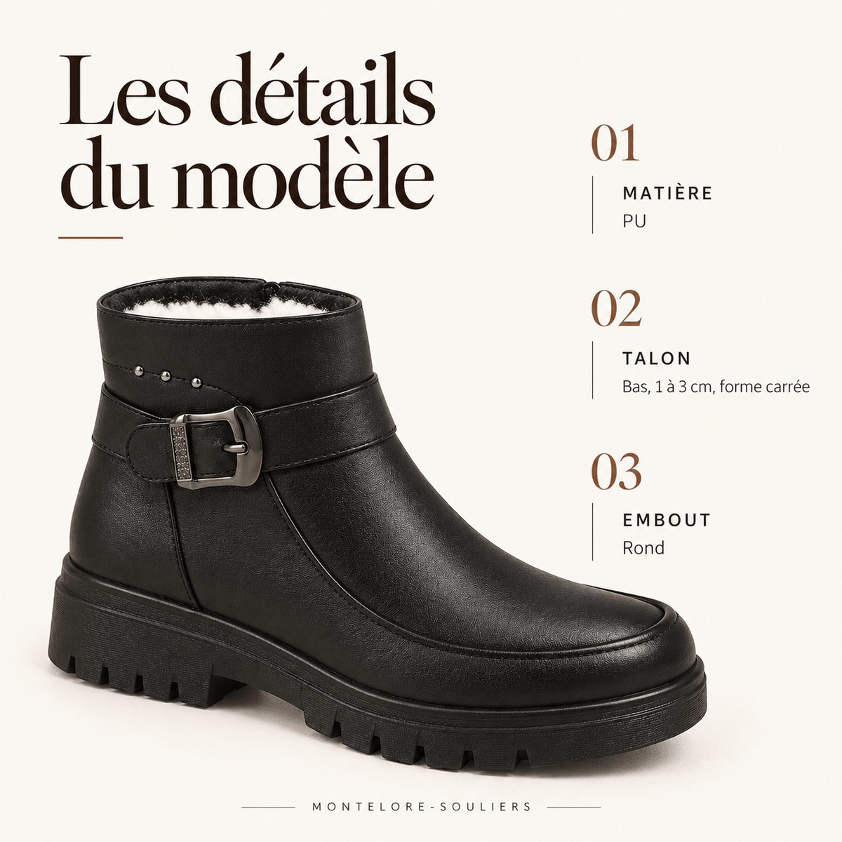 montelore-souliers Bottines D'Hiver Fourrées Plates