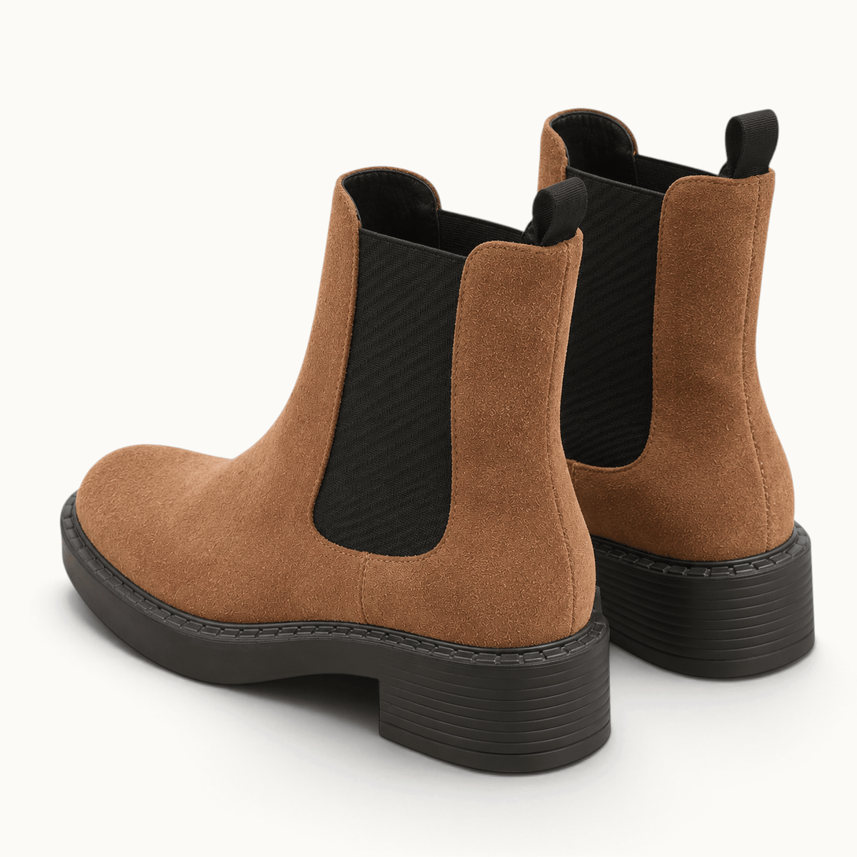 montelore-souliers Bottines Daim Femme Camel En Cuir Suédé Chelsea