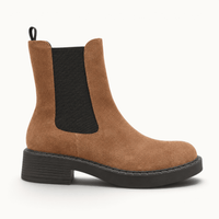 montelore-souliers Bottines Daim Femme Camel En Cuir Suédé Chelsea