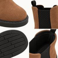 montelore-souliers Bottines Daim Femme Camel En Cuir Suédé Chelsea