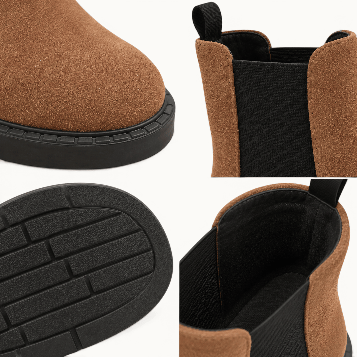 montelore-souliers Bottines Daim Femme Camel En Cuir Suédé Chelsea
