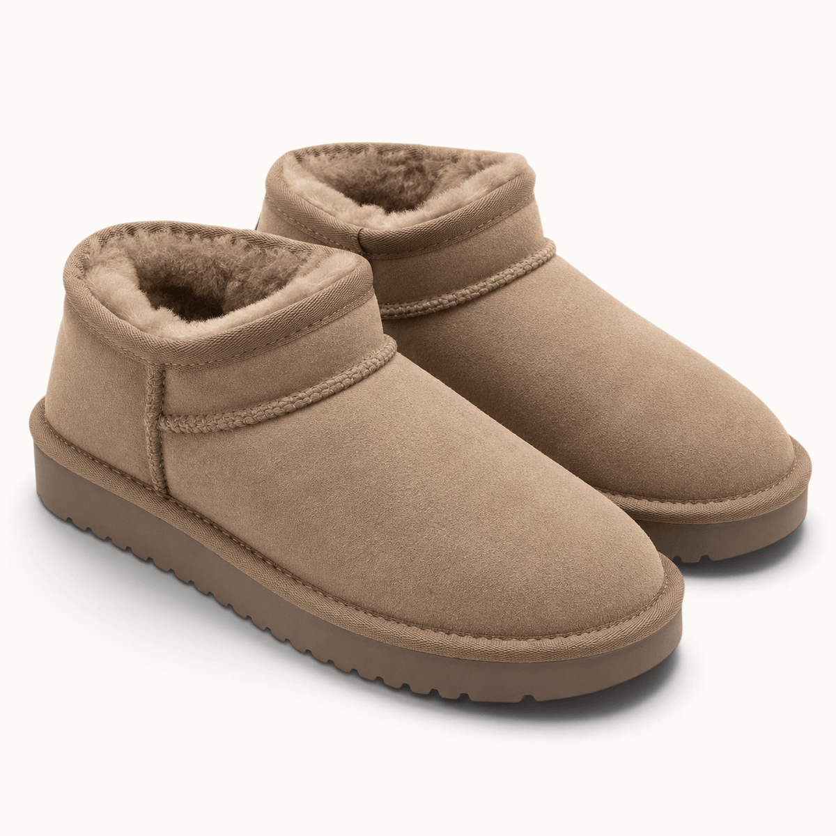 montelore-souliers Bottines Daim Femme Talon Plat Mini Fourrées