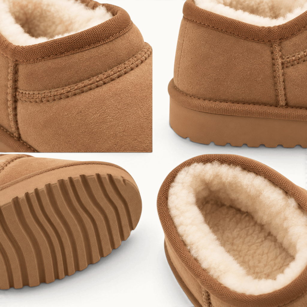 montelore-souliers Bottines Daim Femme Talon Plat Mini Fourrées