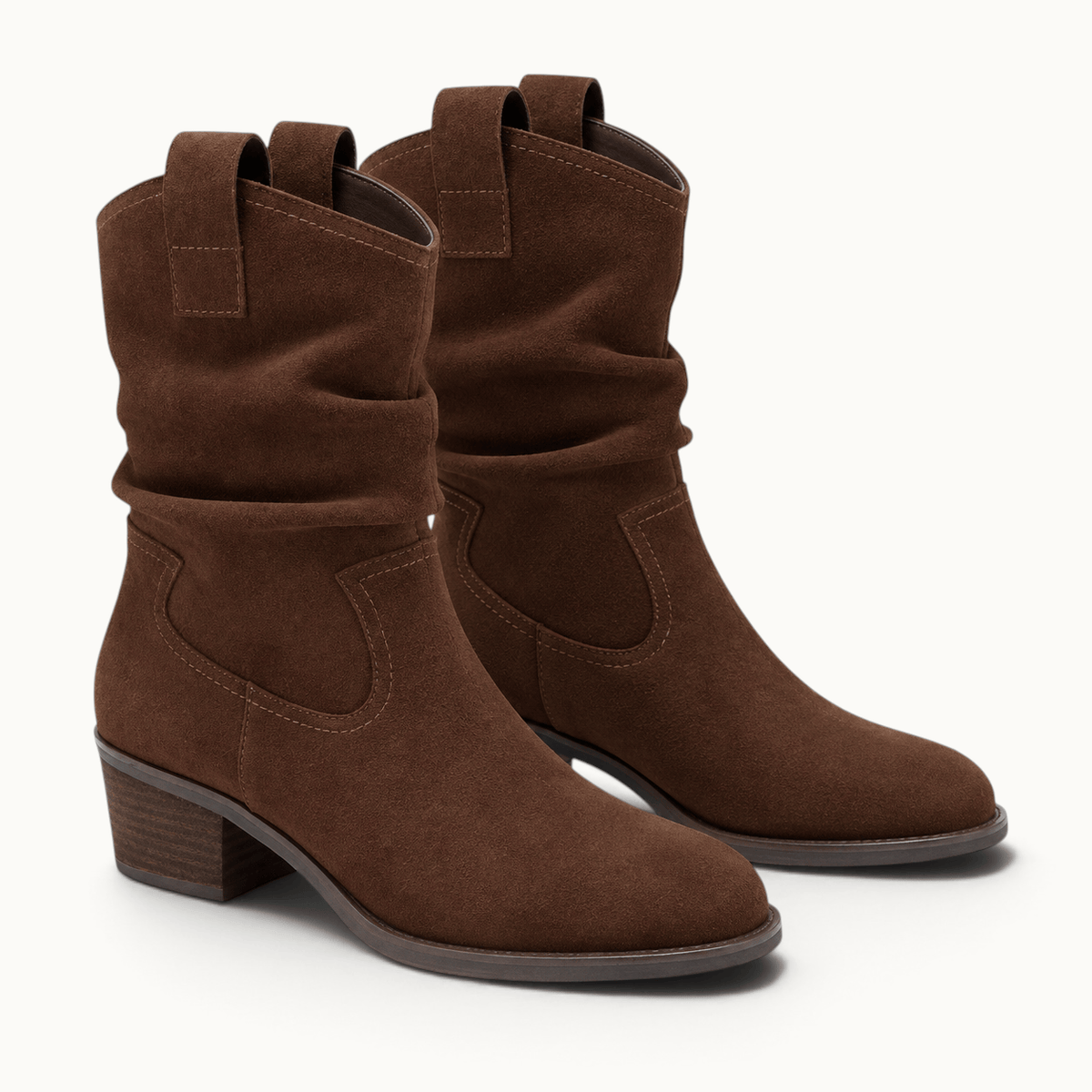 montelore-souliers Bottines Daim Marron Femme En Suède Plissées