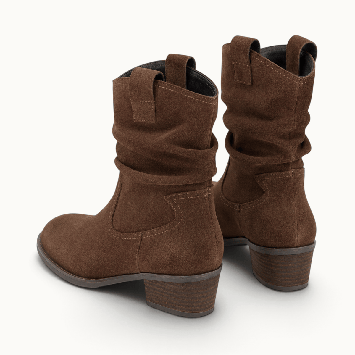 montelore-souliers Bottines Daim Marron Femme En Suède Plissées