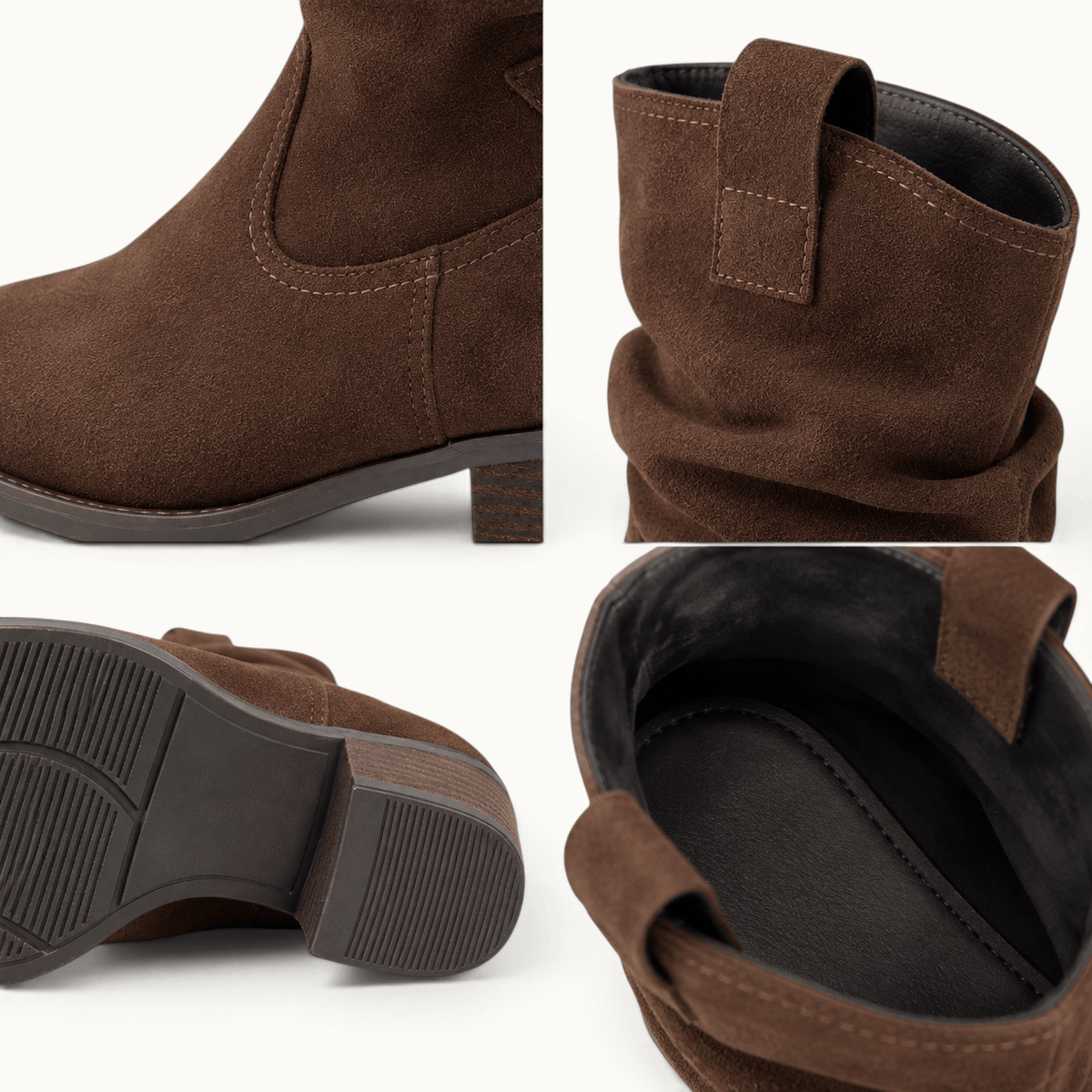 montelore-souliers Bottines Daim Marron Femme En Suède Plissées