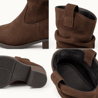 montelore-souliers Bottines Daim Marron Femme En Suède Plissées