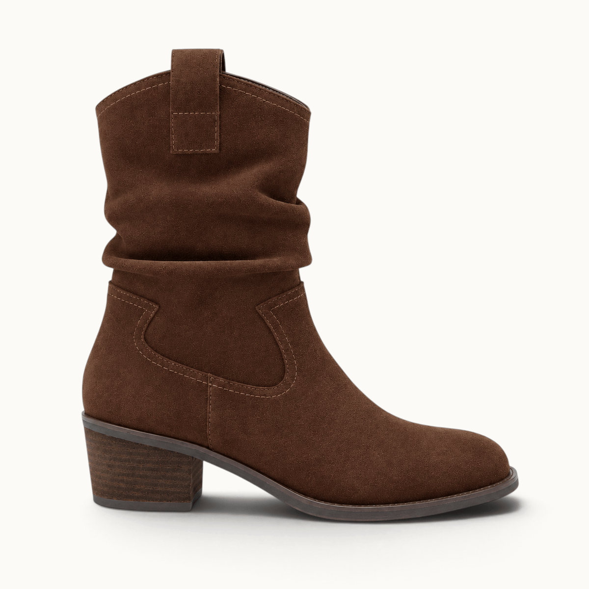 montelore-souliers Bottines Daim Marron Femme En Suède Plissées