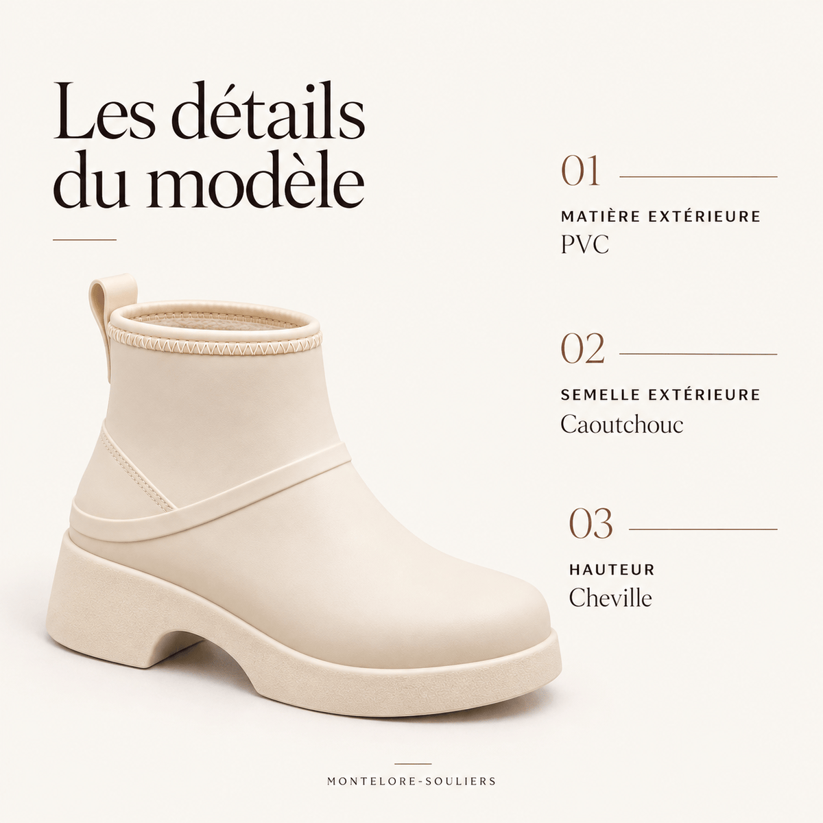 montelore-souliers Bottines De Pluie Beige