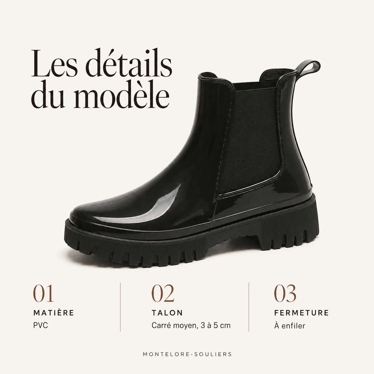 montelore-souliers Bottines De Pluie Chelsea En PVC