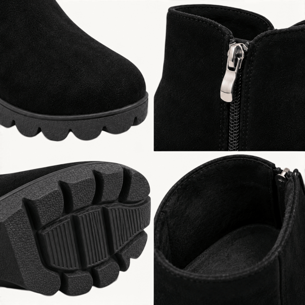 montelore-souliers Bottines En Suédine À Talon Épais