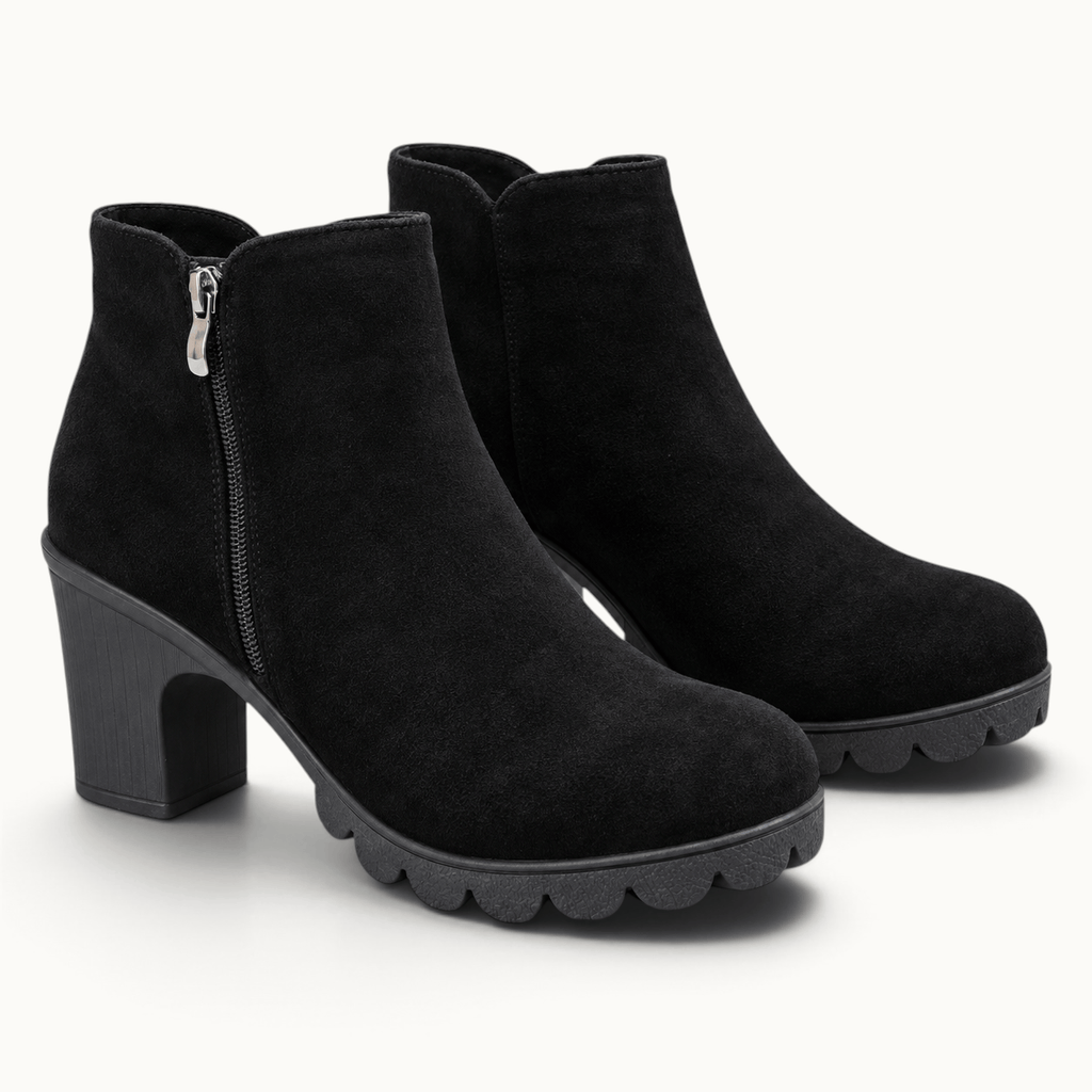 montelore-souliers Bottines En Suédine À Talon Épais