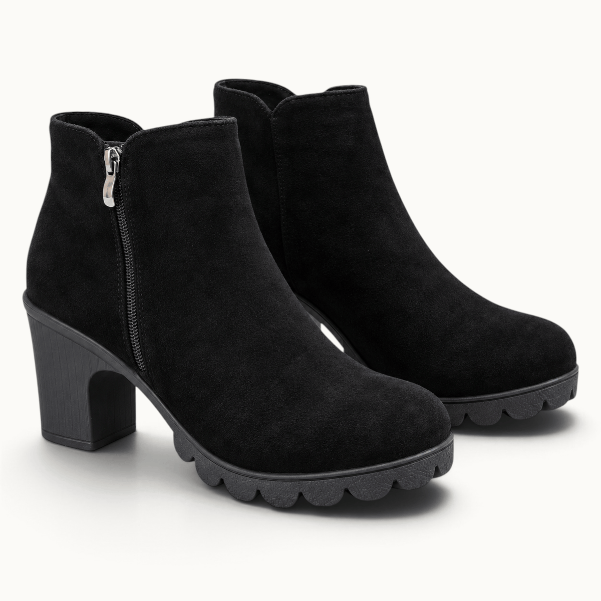 montelore-souliers Bottines En Suédine À Talon Épais