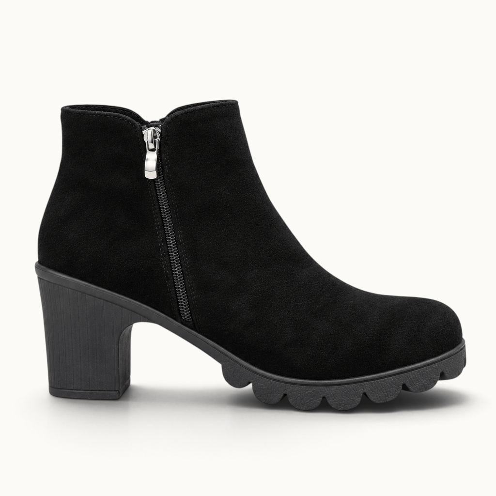 montelore-souliers Bottines En Suédine À Talon Épais