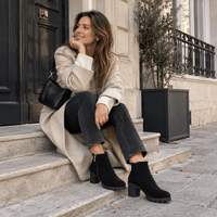 montelore-souliers Bottines En Suédine À Talon Épais