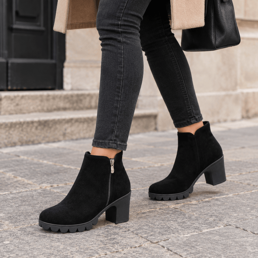 montelore-souliers Bottines En Suédine À Talon Épais
