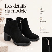 montelore-souliers Bottines En Suédine À Talon Épais