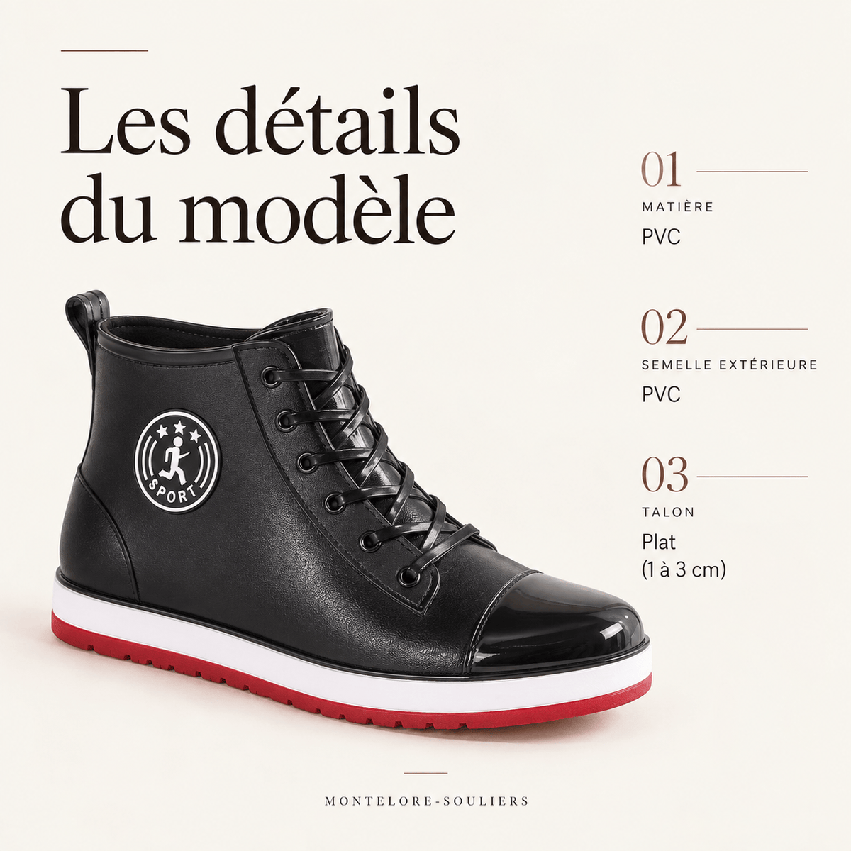 montelore-souliers Bottines Été De Pluie Noires