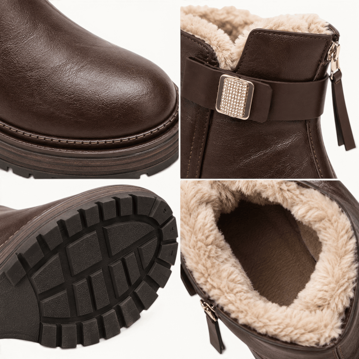 montelore-souliers Bottines Fausse Fourrure Fourrées Semelle Crantée