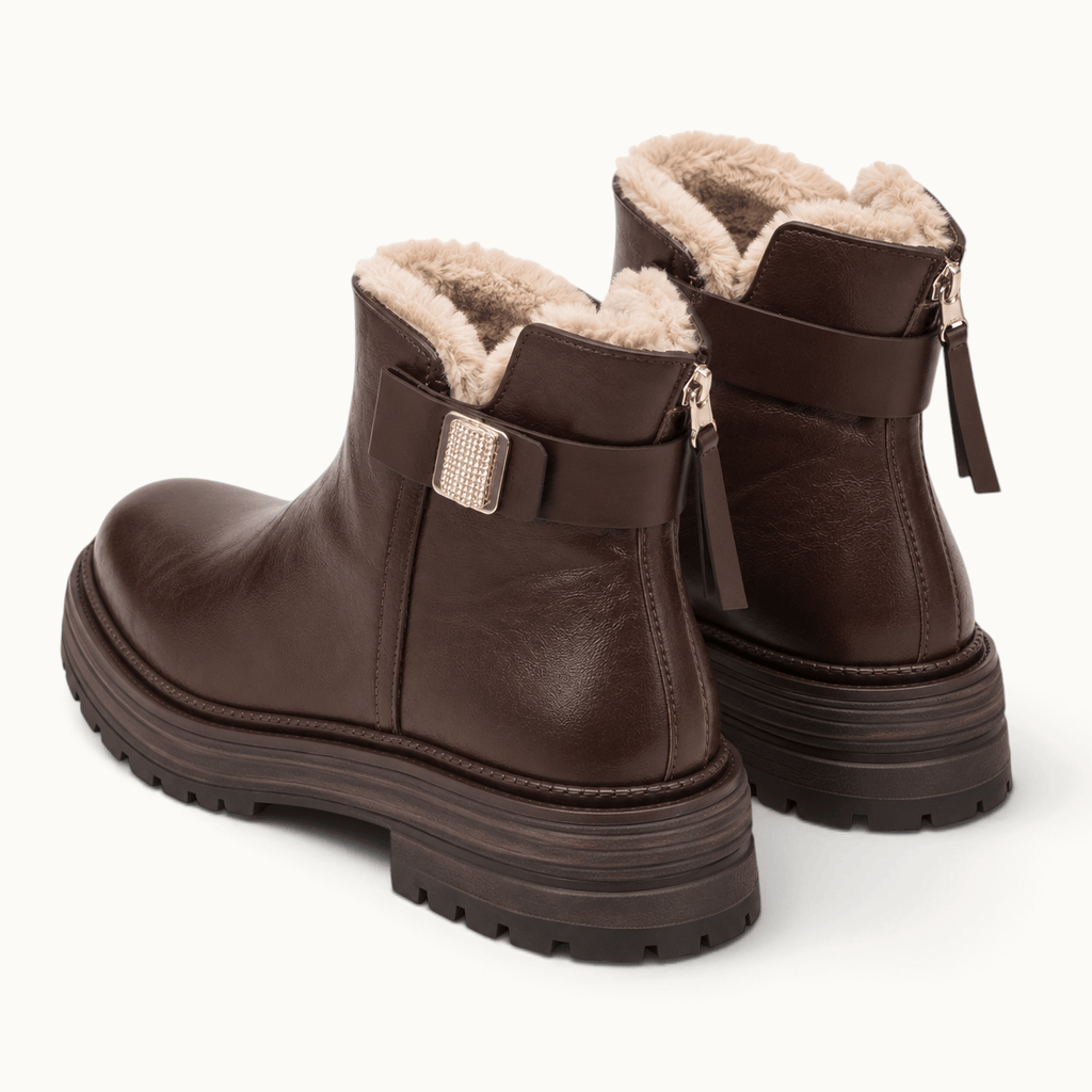 montelore-souliers Bottines Fausse Fourrure Fourrées Semelle Crantée