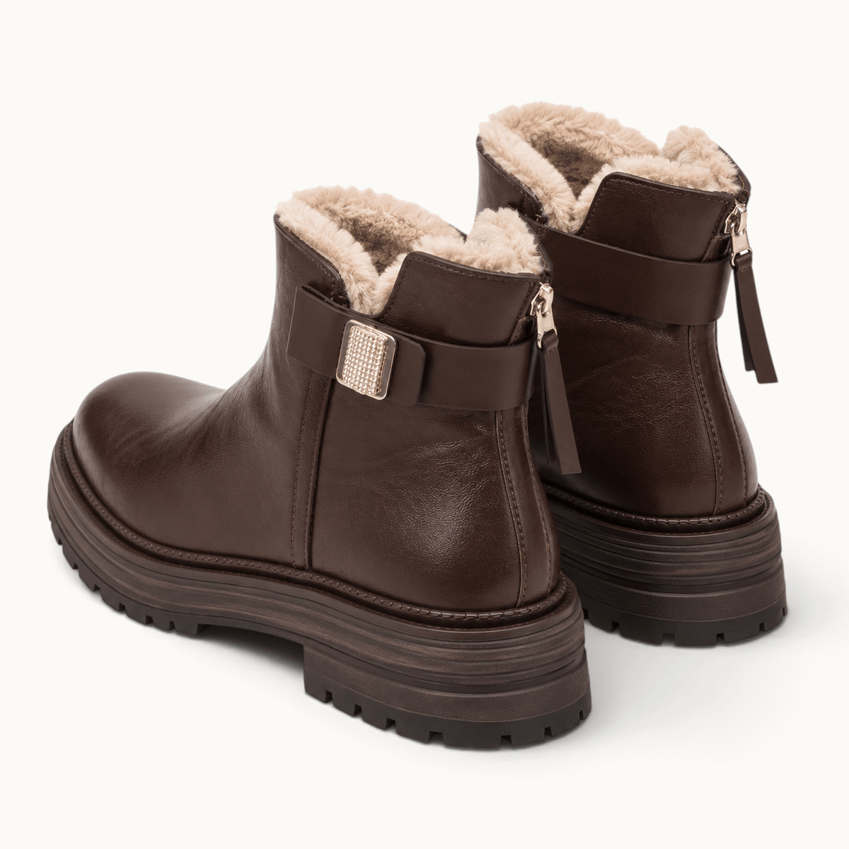montelore-souliers Bottines Fausse Fourrure Fourrées Semelle Crantée