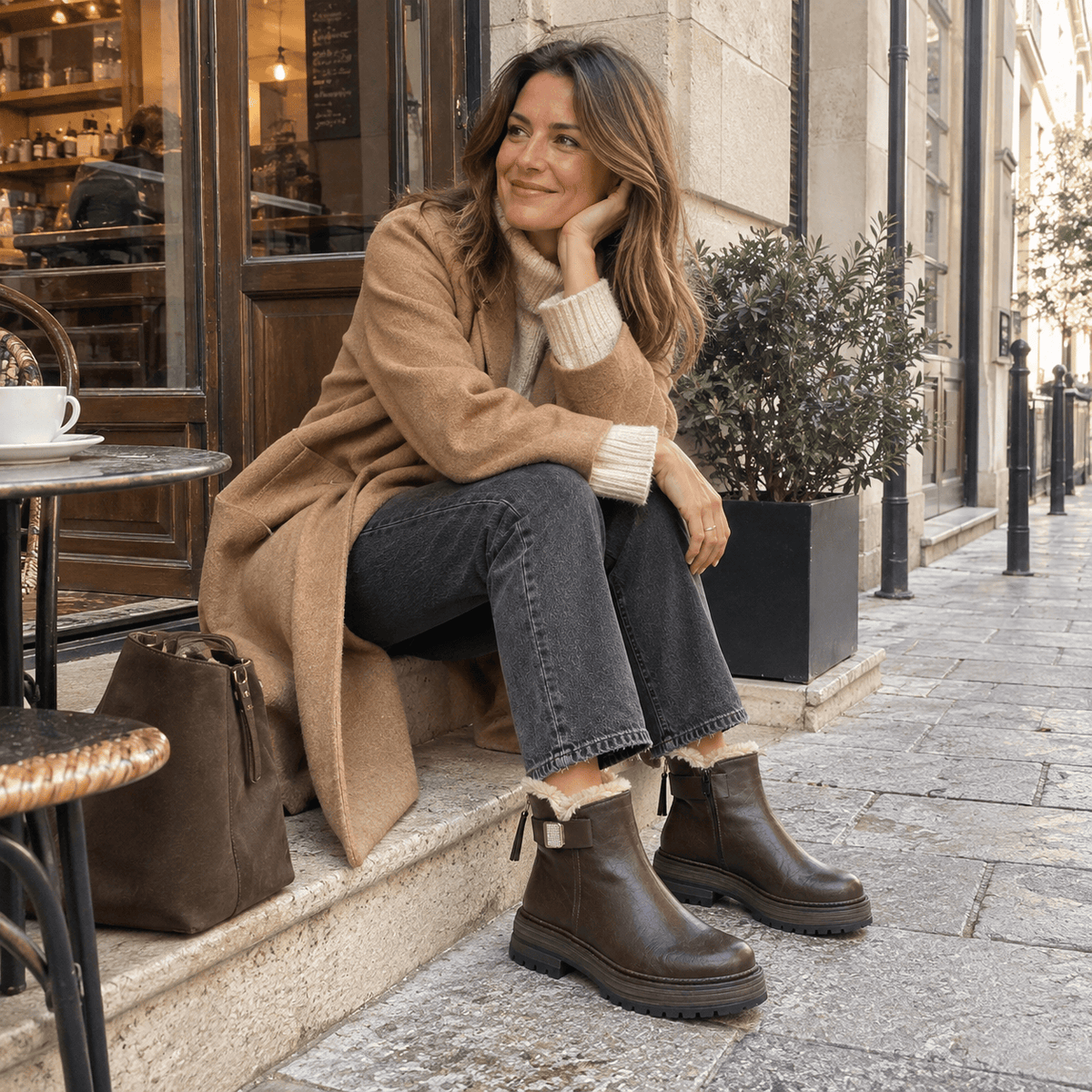 montelore-souliers Bottines Fausse Fourrure Fourrées Semelle Crantée