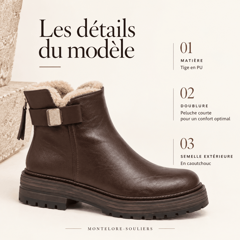 montelore-souliers Bottines Fausse Fourrure Fourrées Semelle Crantée
