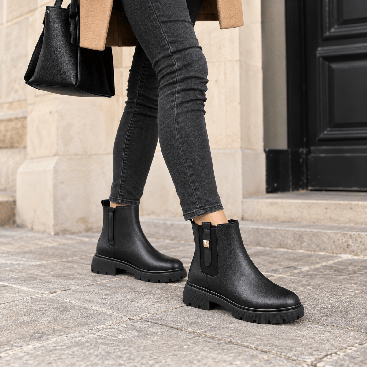 montelore-souliers Bottines Femme Caoutchouc Chelsea À Plateforme