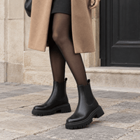 montelore-souliers Bottines Femme Cuir Noir Talon 5 Cm Chelsea