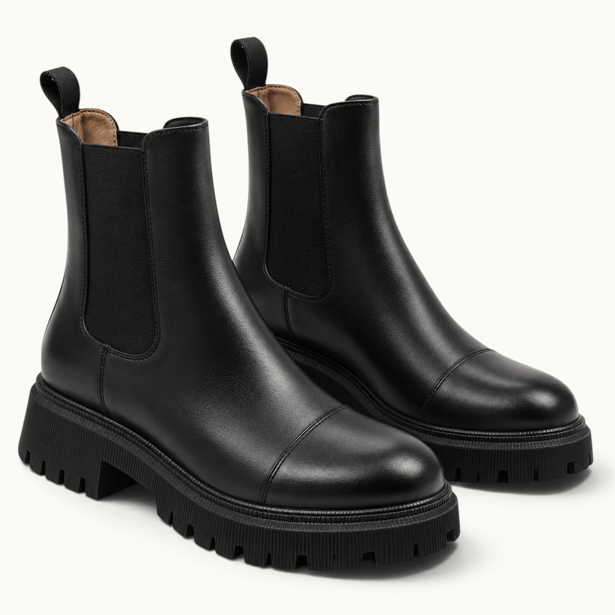montelore-souliers Bottines Femme Cuir Noir Talon 5 Cm Chelsea