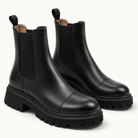 montelore-souliers Bottines Femme Cuir Noir Talon 5 Cm Chelsea