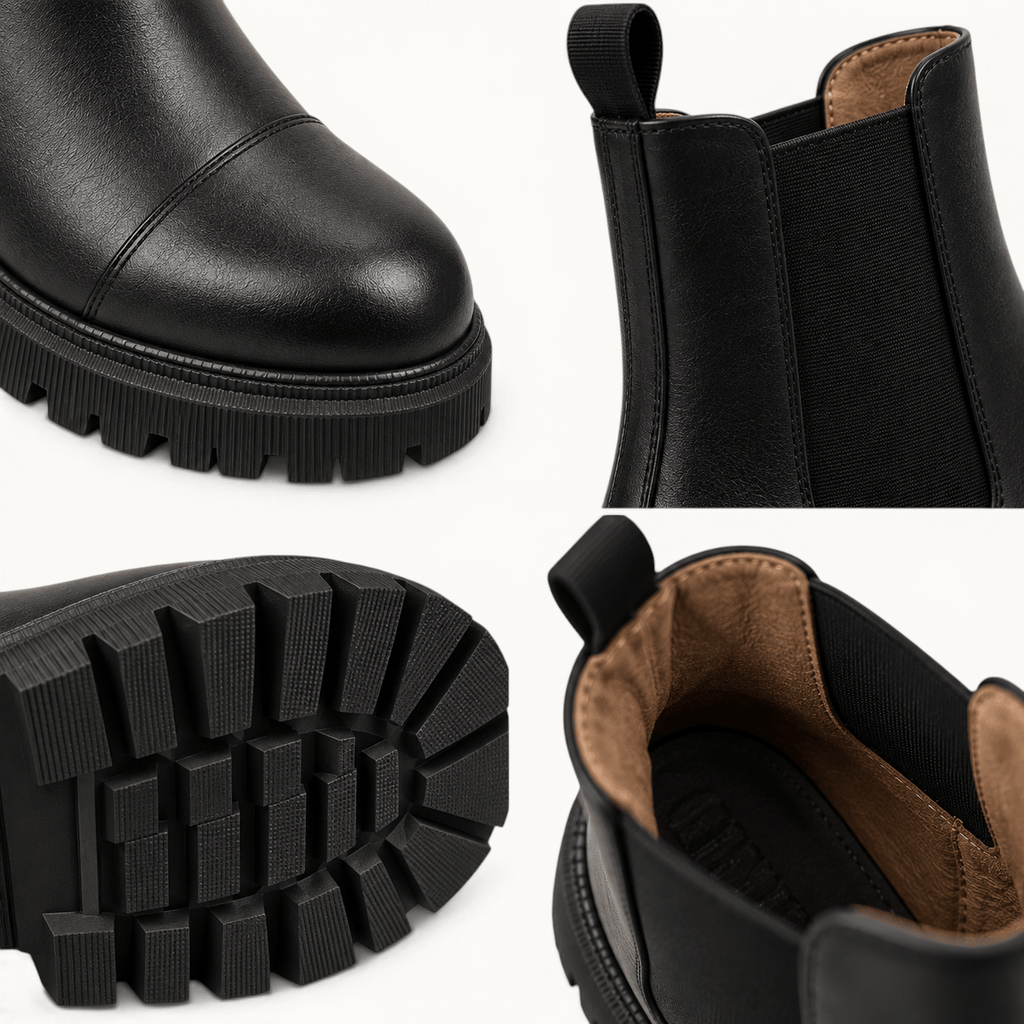 montelore-souliers Bottines Femme Cuir Noir Talon 5 Cm Chelsea