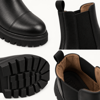 montelore-souliers Bottines Femme Cuir Noir Talon 5 Cm Chelsea