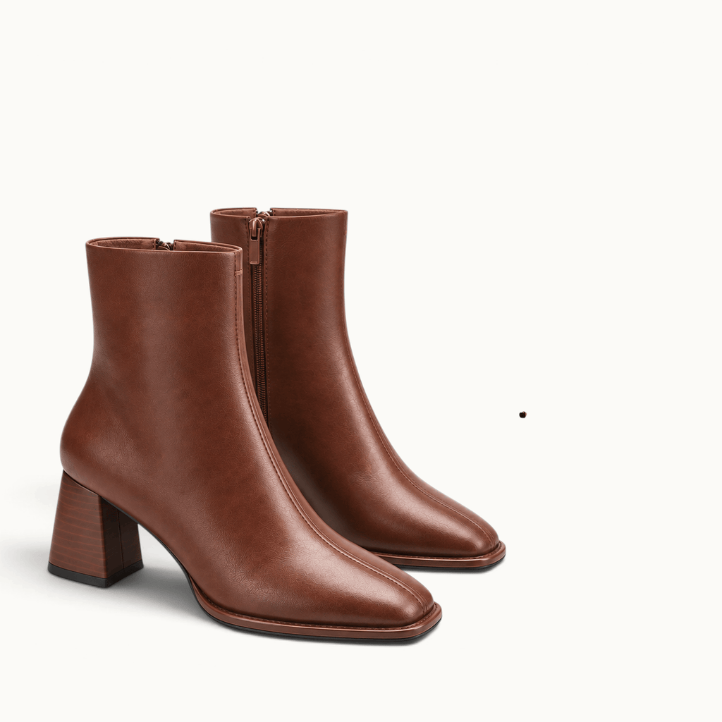 montelore-souliers Bottines Femme Cuir Souple Marron Croûte