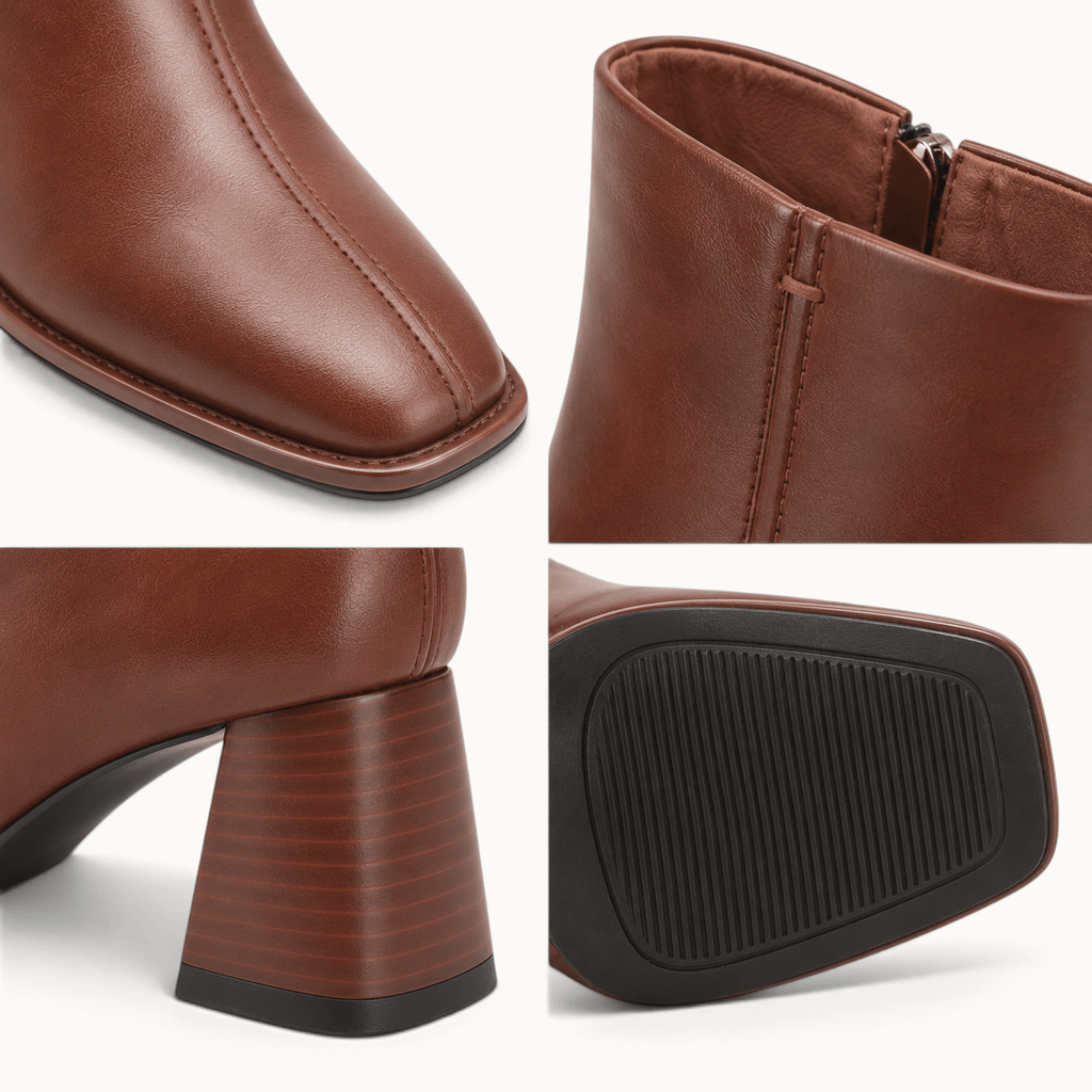 montelore-souliers Bottines Femme Cuir Souple Marron Croûte