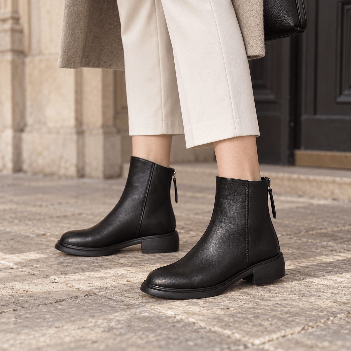 montelore-souliers Bottines Femme Cuir Talon Véritable Doublure Chaude
