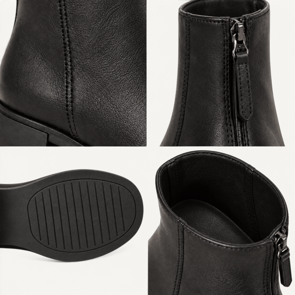 montelore-souliers Bottines Femme Cuir Talon Véritable Doublure Chaude
