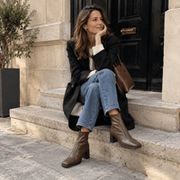 montelore-souliers Bottines Femme Marron À Talon Carré En Similicuir