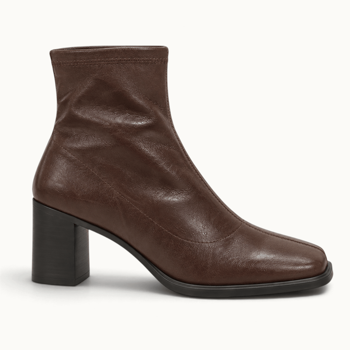 montelore-souliers Bottines Femme Marron À Talon Carré En Similicuir