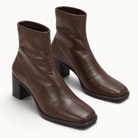 montelore-souliers Bottines Femme Marron À Talon Carré En Similicuir