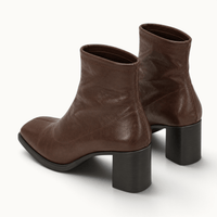 montelore-souliers Bottines Femme Marron À Talon Carré En Similicuir
