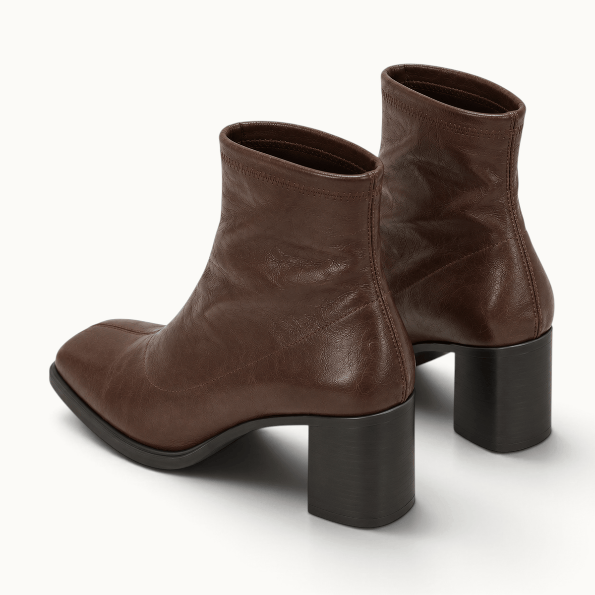 montelore-souliers Bottines Femme Marron À Talon Carré En Similicuir
