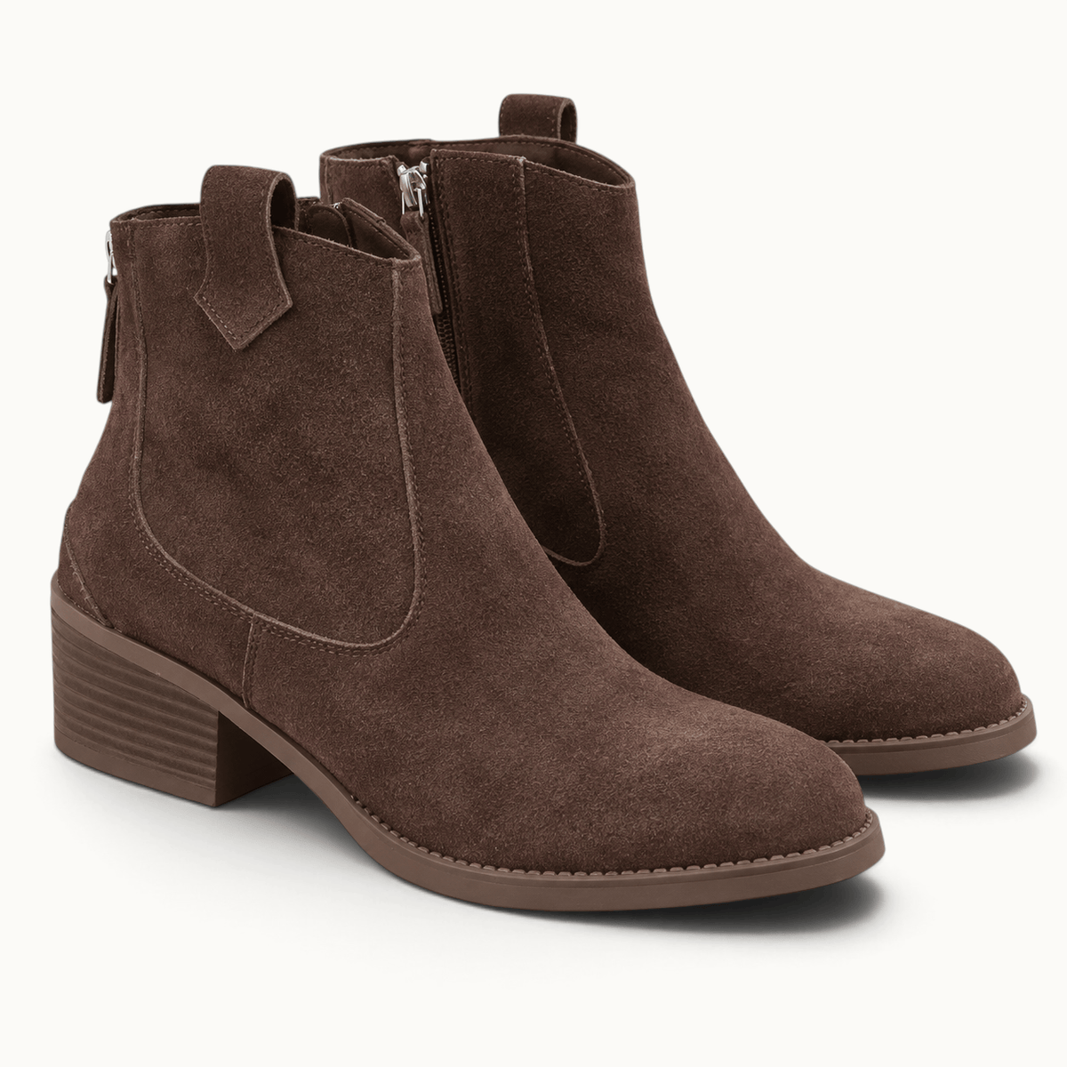 montelore-souliers Bottines Femme Marron Cuir Suédé Style Western