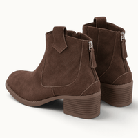 montelore-souliers Bottines Femme Marron Cuir Suédé Style Western