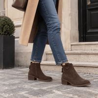 montelore-souliers Bottines Femme Marron Cuir Suédé Style Western