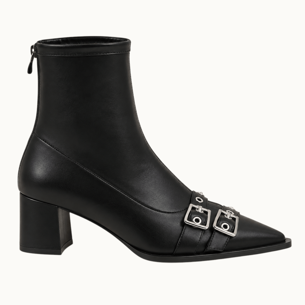 montelore-souliers Bottines Femme Noir À Bout Pointu À Talon Carré