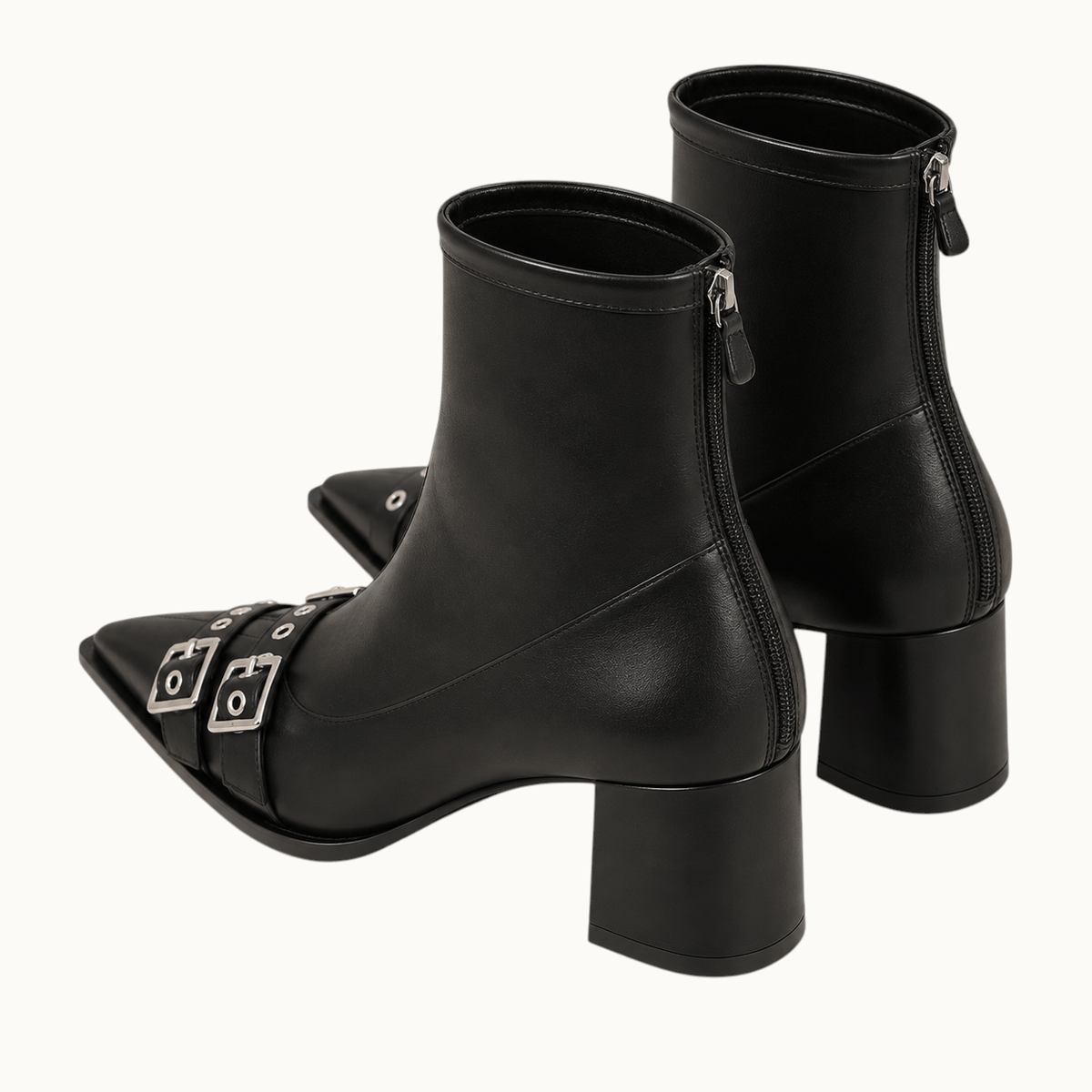 montelore-souliers Bottines Femme Noir À Bout Pointu À Talon Carré